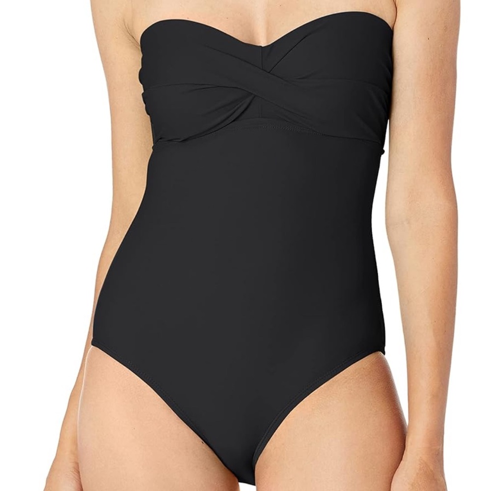 𝅺Catalina Swimwear Twist Front Bandeau One Piece Swimsuit Size Large NWOT